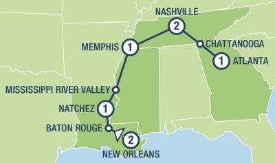 Map showing the Tour regions